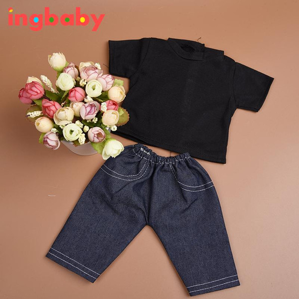 T-shirt & Jeans Doll Clothes Set Fashion 18-inch American Doll Clothing Children DIY Dress Up Doll Accessories ingbaby WJ1080