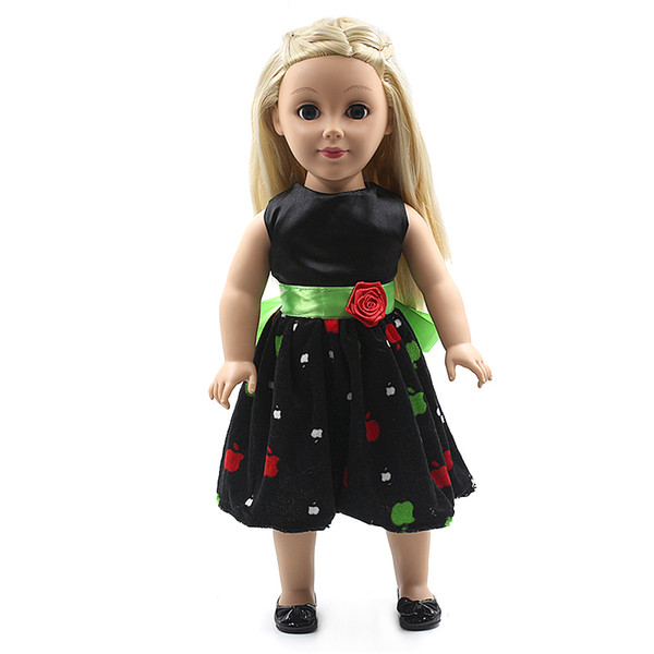 Black Princess Dress 3 Colors Pattern Back With Ribbon Bow American Girl Dolls Clothing of 18 inch Doll Accessories MG142-144