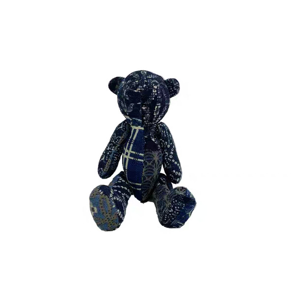 hand made blue dyed ancient cloth cashew flower bear bear key chain doll ornaments, backpack pendant ornaments doll 9:29:38