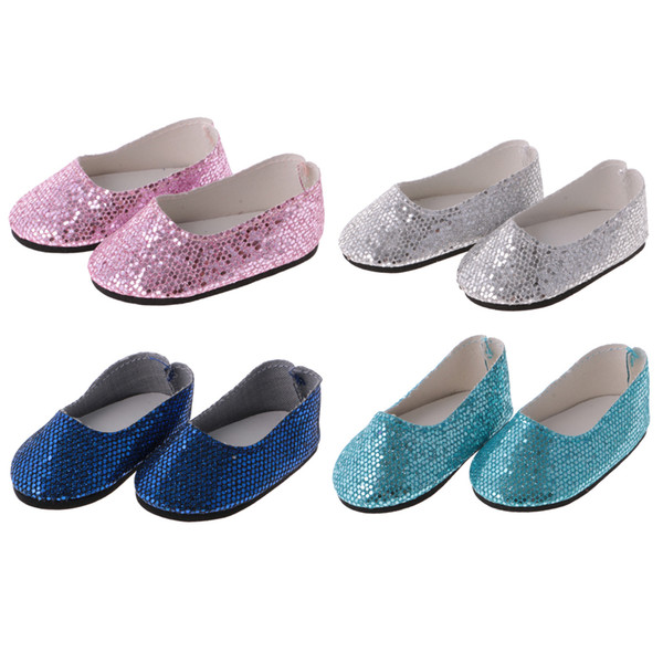 Fashion bling bling 4 Pairs of Sequins Shoes suitable for 14 inch Girl Wellie Wisher Dolls for kids gift toys