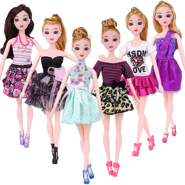 10pc Doll Dress Beautiful Outfit Handmade Party Clothes Top Fashion Skirt For Barbie Noble Doll Best Child Girls'Gift Randomly