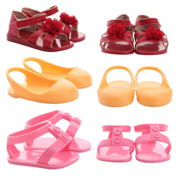 18 inch Doll Sandals Doll Shoes Summer Beach Flats Sandals Comfortable Lightweight Fashion Sandal Doll Casual Shoes Accessories