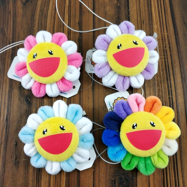 Hot Sale 7cm 4 Colors Rainbow Sunflower Plush Brooch Bag accessories For Best Gifts 12pcs/lot