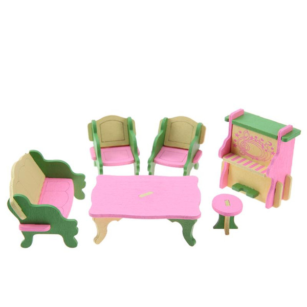 Mini Wooden Furniture Toy DIY Mini Simulation Furniture Dollshouse Sets Educational Pretend Play Toys Doll Accessories