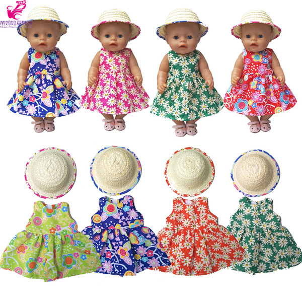 For 43cm Zapf Doll Dress doll straw hat for 18