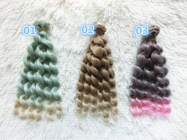 20cm*100cm Doll wig row row night lily leaf Luo Li Ke Er Bobbi doll wig hair high temperature wig Lolie curly hair