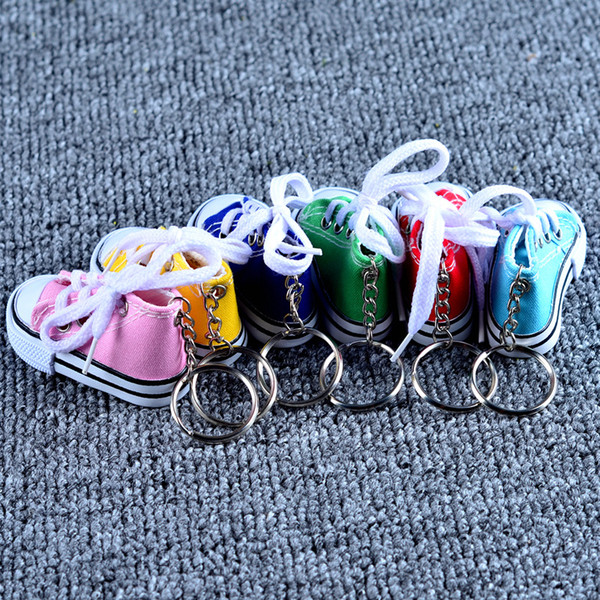 Sneaker keychain Casual Shoes Key Chain Canvas Shoes KeyChain Color Shoes Pendant decoration bags Birthday 9 styles