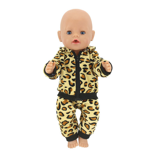 Clothes For Dolls Fits 43cm Baby Doll Accessories Leopard Print Sports Suit Casual Suit