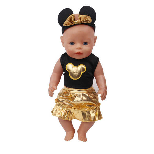 Gold baby clothes fit 43-centimeter doll Annabell, children's best birthday gift s f548