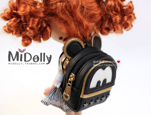 Free Shipping,new doll Backpack big ears Star rivet bags for blythe,bjd accessories.pullip tanggo doll bag doll accessories