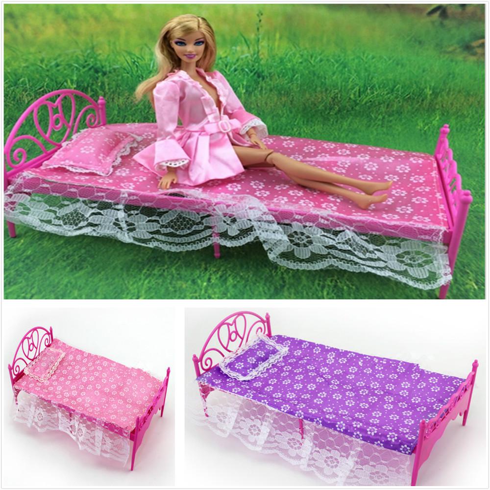 Wholesale-Promotion Classical Dolls Furniture Set Dolls Bed Outfit Bed+Sheet+Pillow 3-Piece Set For s Dolls Girl Nice Birthday Gift