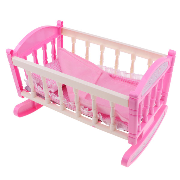 29*20cm Cradle Baby Doll Bed for 9'-11' Reborn Girl Doll Kids Pretend Play Toy Dollhouse Furniture Decor