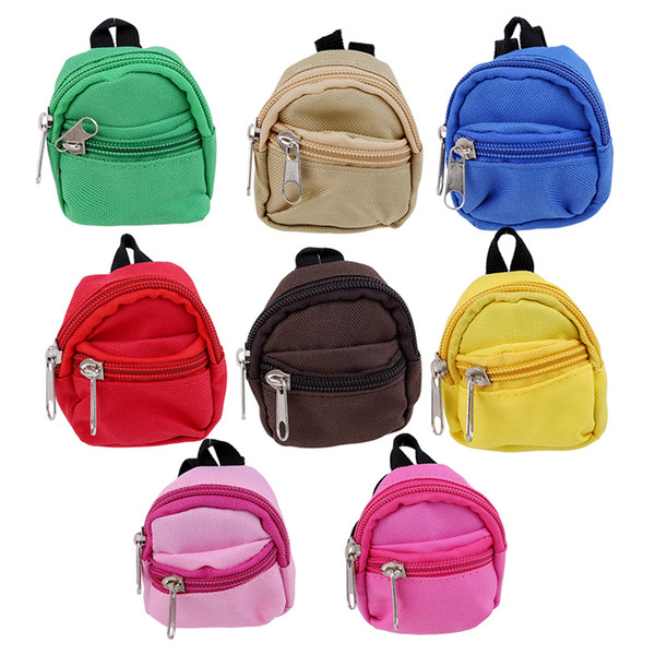 Cute Zipper Canvas Backpack Bag For Dolls Fashion Mini Coin Bag Doll Clothing Dress Up Accessories