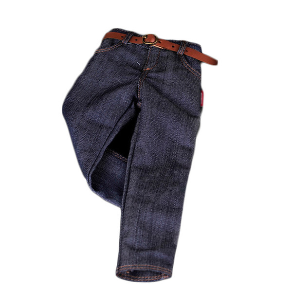 1:6 Dark Blue Jeans Pants Trouser W. Belt For 12 Toys Male Figure Body DIY Use