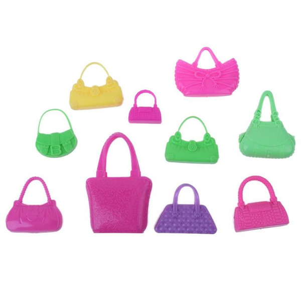 10pcs Plastic Miniature Toy Bag for Doll Girls Play House Toy Accessories