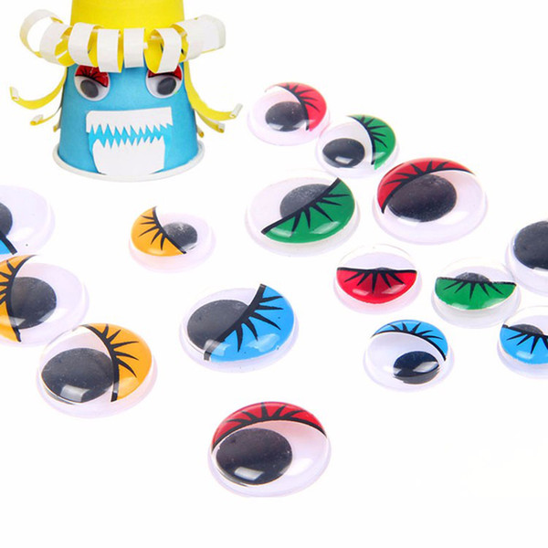 100pcs 12*16mm Multicolor Eyelash Eye Activities Moving Eyeball Plastic Eyes Scrapbook montessori materials Doll Toy Accessories