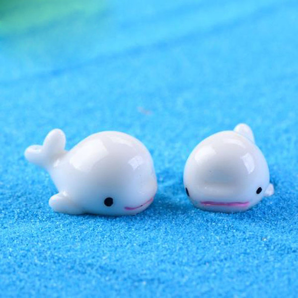 Mini Cute White Blue Dolphin DIY Material Cake Doll Accessories Bonsai Handicraft Moss Terrarium Micro Landscape Fairy Garden Kids Toys