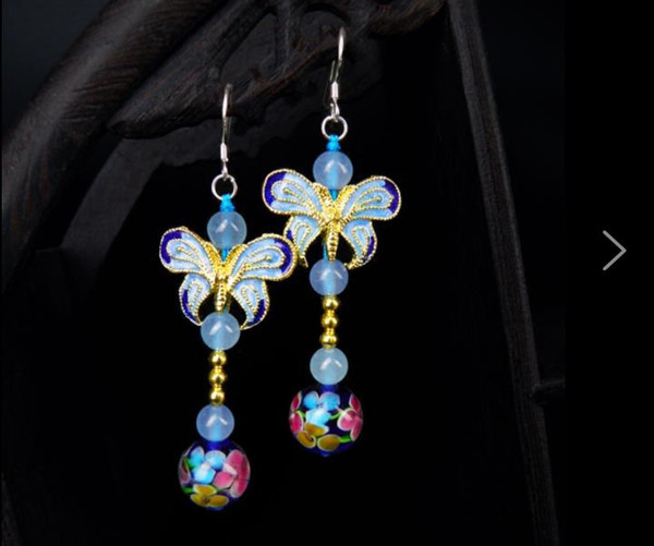 Chinese wind butterfly ear pendant