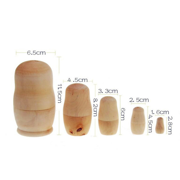 Unpainted Blank Wooden Embryos Russian Nesting Dolls DIY Matryoshka Toy Gift for children