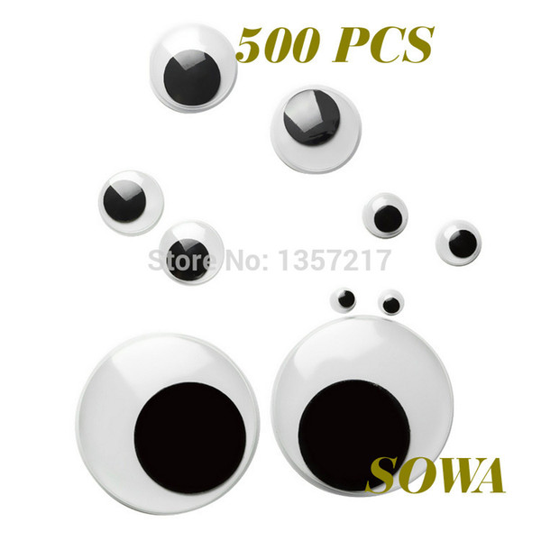 Free Shipping Wholesale 500pcs mix Size 8/9/10/12/15/20/25/30/40mm Round Moving Eyes Plastic Eyes For Doll Toy Accessories