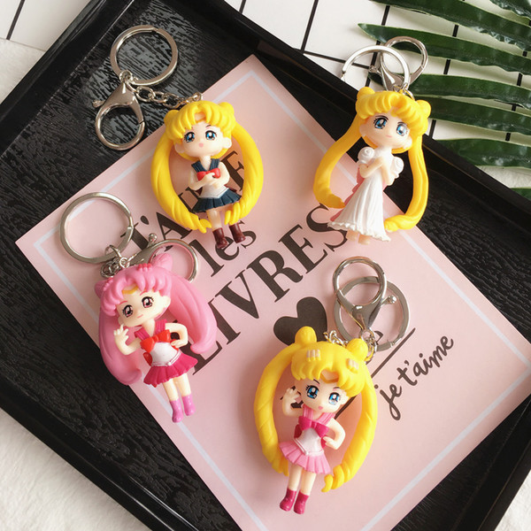 Cartoon Sailor Moon Keychain Bag Pendant Car Key Lantern Cute Water Ice Moon