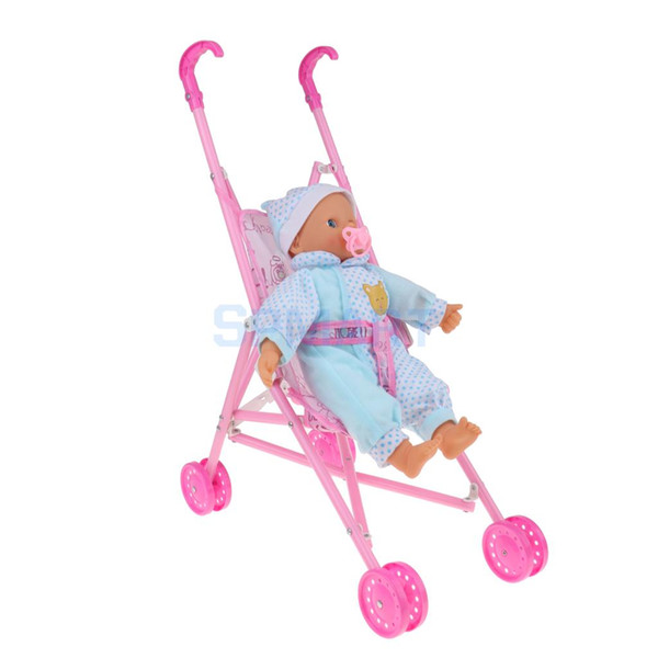 Foldable Umbrella Doll Stroller with Handles Baby Trolley & Newborn Baby Infant Doll For Reborn Simulation Nursing Accessory