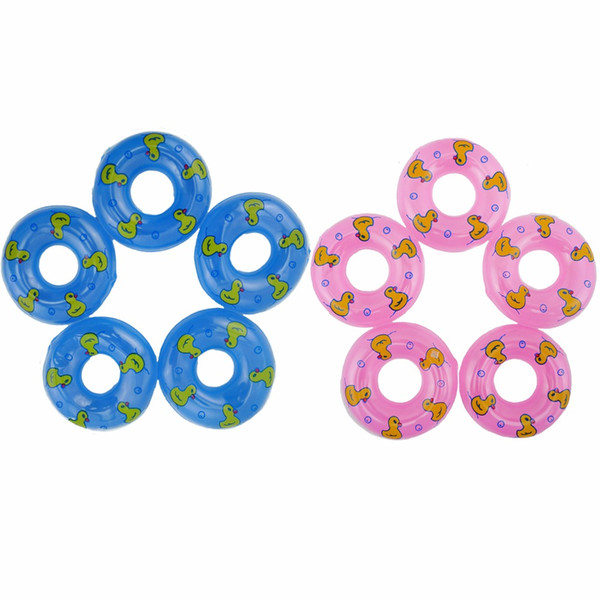 10 Pcs/Lot = 5x Cute Pink Beach Bathing Swimming Buoy Lifebelt + 5 x Blue Rings For Doll Accessories Baby Girl Toys Gifts