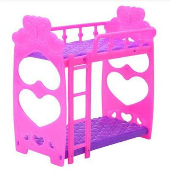 Cute 3.5 Inch Plastic Double Bed Frame for Doll Bedroom Furniture Accessories Purple Pink Bed Toys for Doll