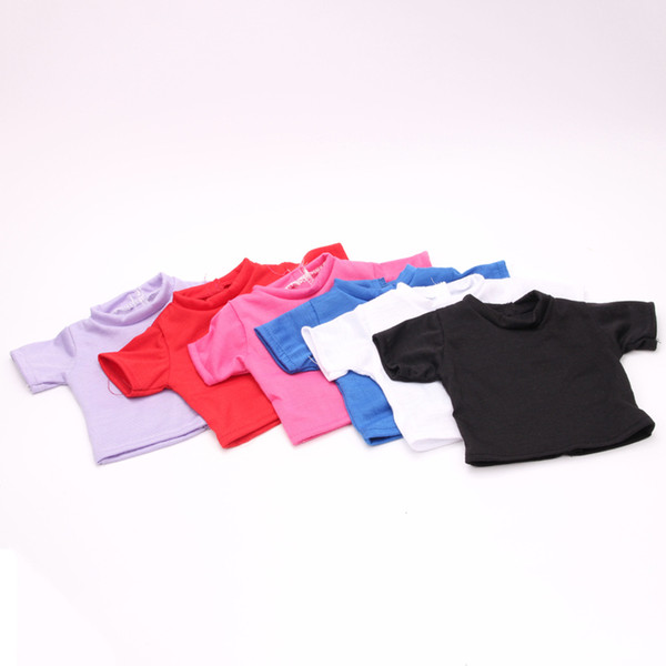 High Quality Solid O-neck Short Sleeve T-shirts for 18inch American Girl New Arrival Fashion Baby Born Doll accessories 6 Colors