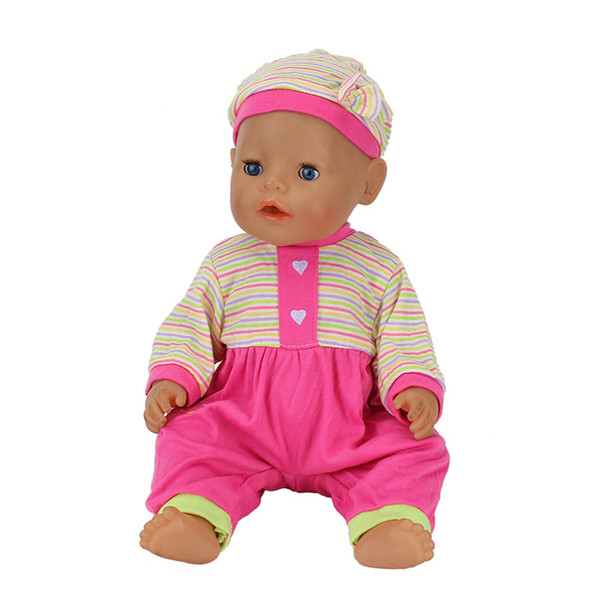 2pcs/set, The Hat+Suit Wear For 43cm Zapf Doll 17 Inch Reborn Babies Clothes