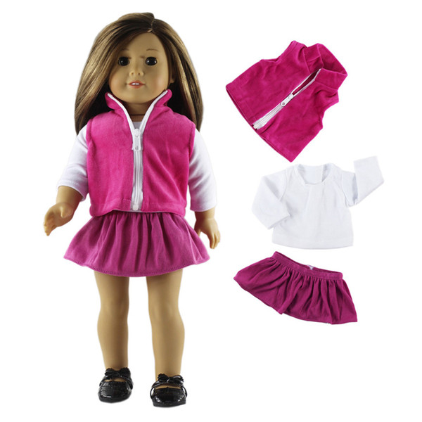 Fashion cute 3 pieces/ set doll clothes Skrit Waistcoat for American Girl 18'' Dolls clothing accessories