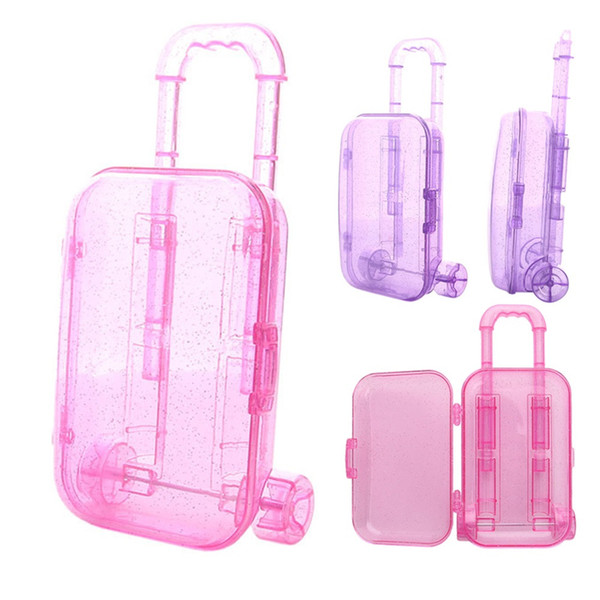 30PCS Fashion Unisex Mini Trunk Nylon Luggage Box Clear Travel Suitcase for High Quality 18 Inch Girl Doll Kids Toy Birthday Gift