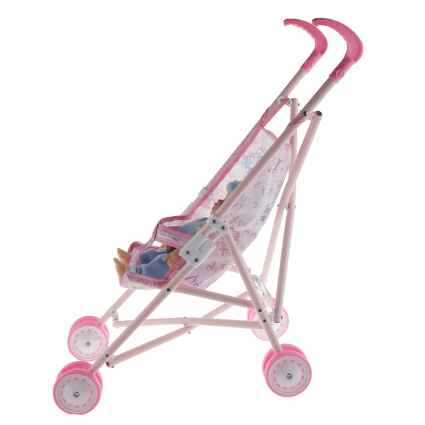 Baby Doll Portable Folding Stroller Trolley with Talking Baby Doll For Nursery Room Furniture Kids Pretend Play Toys