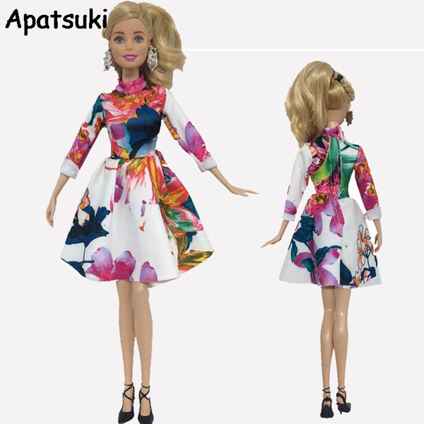 Kids Toy Fashion Clothes For Dolls Colorful Long Sleeve Short Dresses For Dollhouse 1/6 Doll Accessories