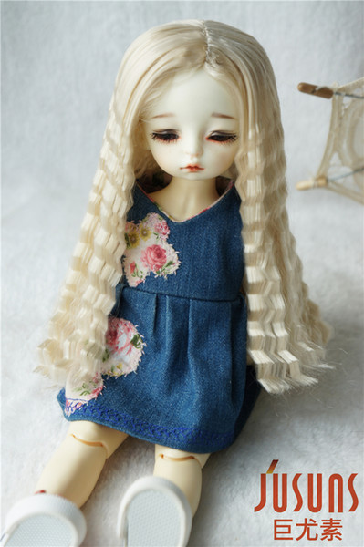 6-7inch Doll Hair Long Parting Corn Wave BJD Wigs 1/6 Synthetic Mohair Doll Accessories JD118 Blond Wig