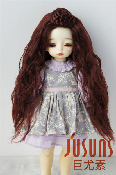 Jusuns 6-7inch Doll Wig Forehead Bun BJD Hair 1/6 Synthetic Mohair Doll Wigs 4 Colors Available JD097