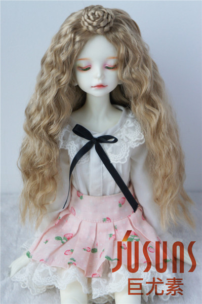 Jusuns 7-8inch Doll Wig Forehead Bun BJD Hair 1/4 Synthetic Mohair Doll Wigs 4 Colors Available JD097