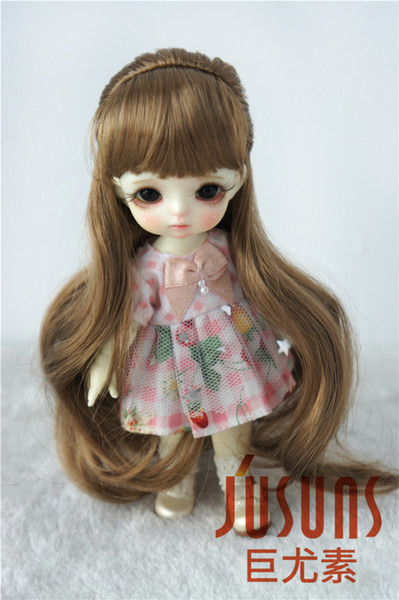 Jusuns 5-6inch Doll Wig Long Wavy Pony BJD Hair 1/8 Synthetic Mohair Doll Wigs 3 Colors Available JD096