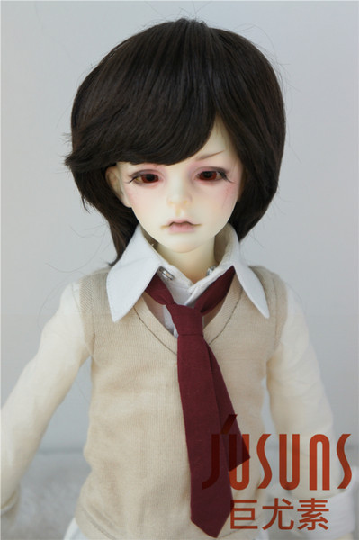 Jusuns 7-8inch Doll Wig Short Cut Synthetic Mohair Doll Wigs for 1/4 BJD Dolls Coffee Black Wig JD081