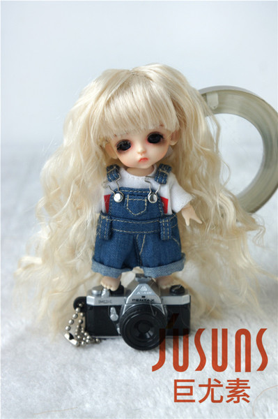 Jusuns 3-4inch Doll Wig Kanekalon Fiber Long Sauvage BJD Doll Wigs 3 Colors for Option JD085