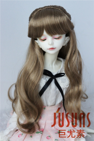 Jusuns 7-8inch Doll Wig Long Wavy Pony BJD Hair 1/4 Synthetic Mohair Doll Wigs 4 Colors Available JD096