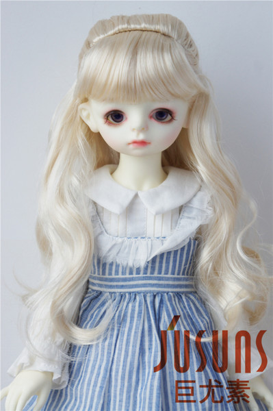 Jusuns 8-9inch Doll Wig Long Wavy Pony BJD Hair 1/3 Synthetic Mohair Doll Wigs 3 Colors Available JD096