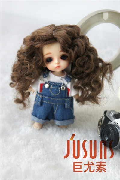 Jusuns 3-4inch Doll Wig Long Mid-parting Curly BJD Doll Wigs Synthetic Mohair Doll Accessories 3 Colors Available JD073