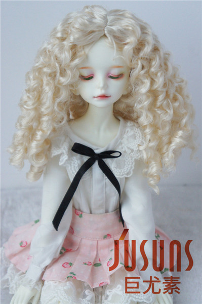 Jusuns 7-8inch Doll Wig Long Mid-parting Curly BJD Doll Wigs 1/4 Synthetic Mohair Doll Accessories 4 Colors Available JD073