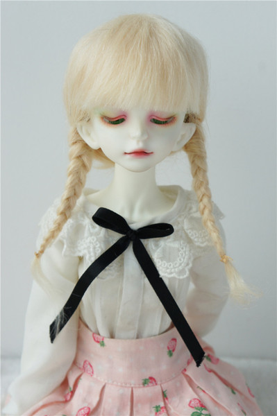 Jusuns 7-8inch Anne Doll Wig Two Braids Mohair MSD Wigs 1/4 BJD Doll Hair 8 Colors Available JD018