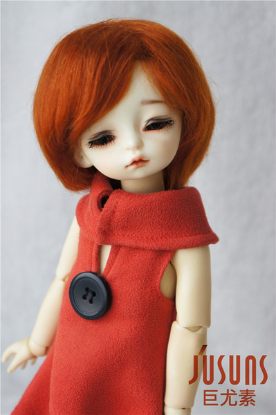 Jususn 6-7inch Doll Wigs 1/6 Soft Mohair BJD Doll Wig YOSD Short Cut Doll Hair Ginger Carrot Red and Brown Wig JD032