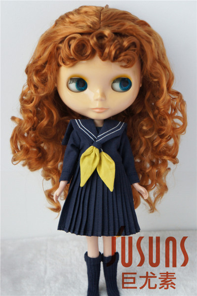 Jususn 9-10inch Doll Wigs Moon Girl Wave Curls Doll Hair Synthetic Mohair BJD Wig for Blythe Carrot Wig JD031