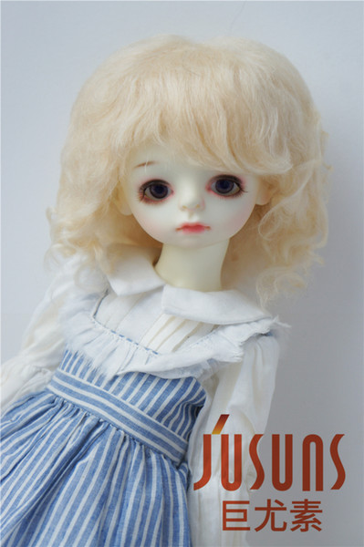 Jusuns Doll Wigs 9-10inch Baby Wave Sophia Mohair Doll Wigs for Blythe Big Size Doll Accessories Carrot and blond JD012