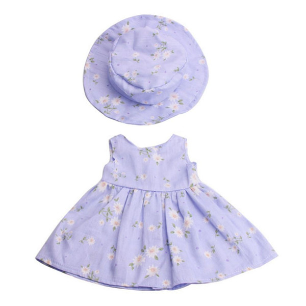 Fashion Doll Accessories Flower Skirt With Hat Suit Fit 18 Inch American Girl Doll Dress For Kids Baby Birthday Present