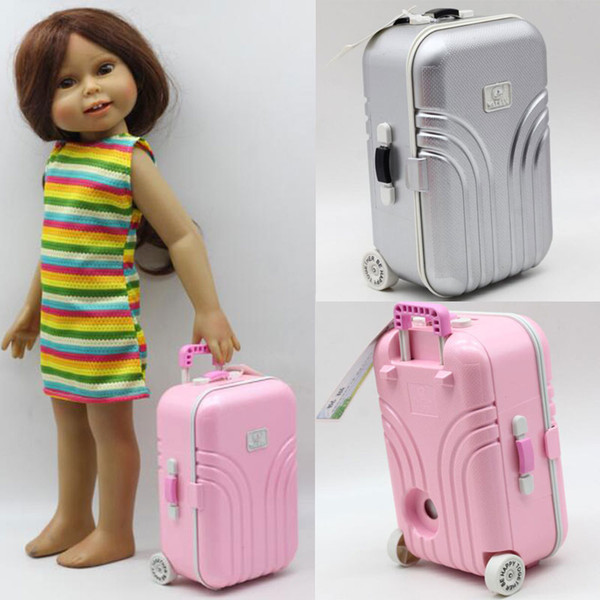 43cm Baby Born Zapf Dolls Travel Suitcase Pink Silver Suitcase For 18 inch American Girl Doll Accessories The Kids Best Gift